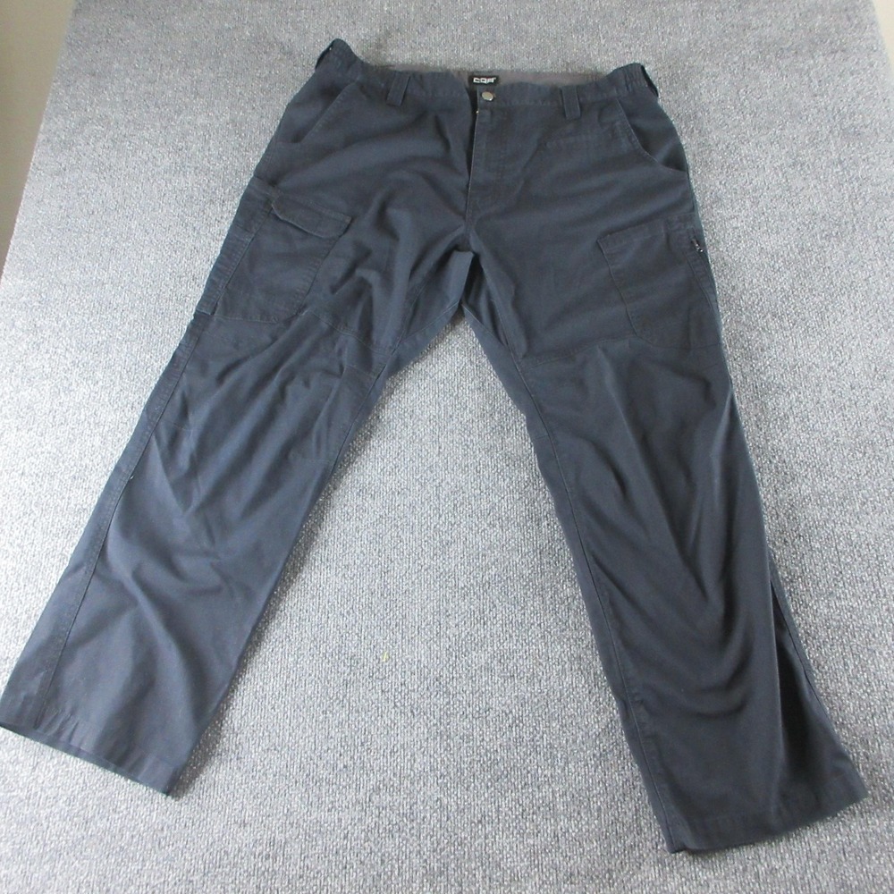 CQR Cargo Pants Mens 38x30 Blue Canvas Elastic Waist Utility Workwear Tactical